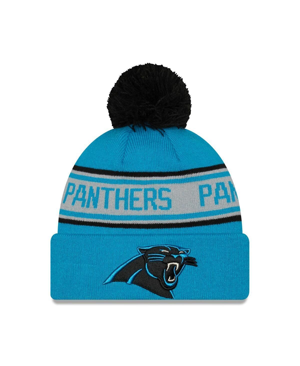 Mens New Era Blue Carolina Panthers Repeat Cuffed Knit Hat with Pom Product Image