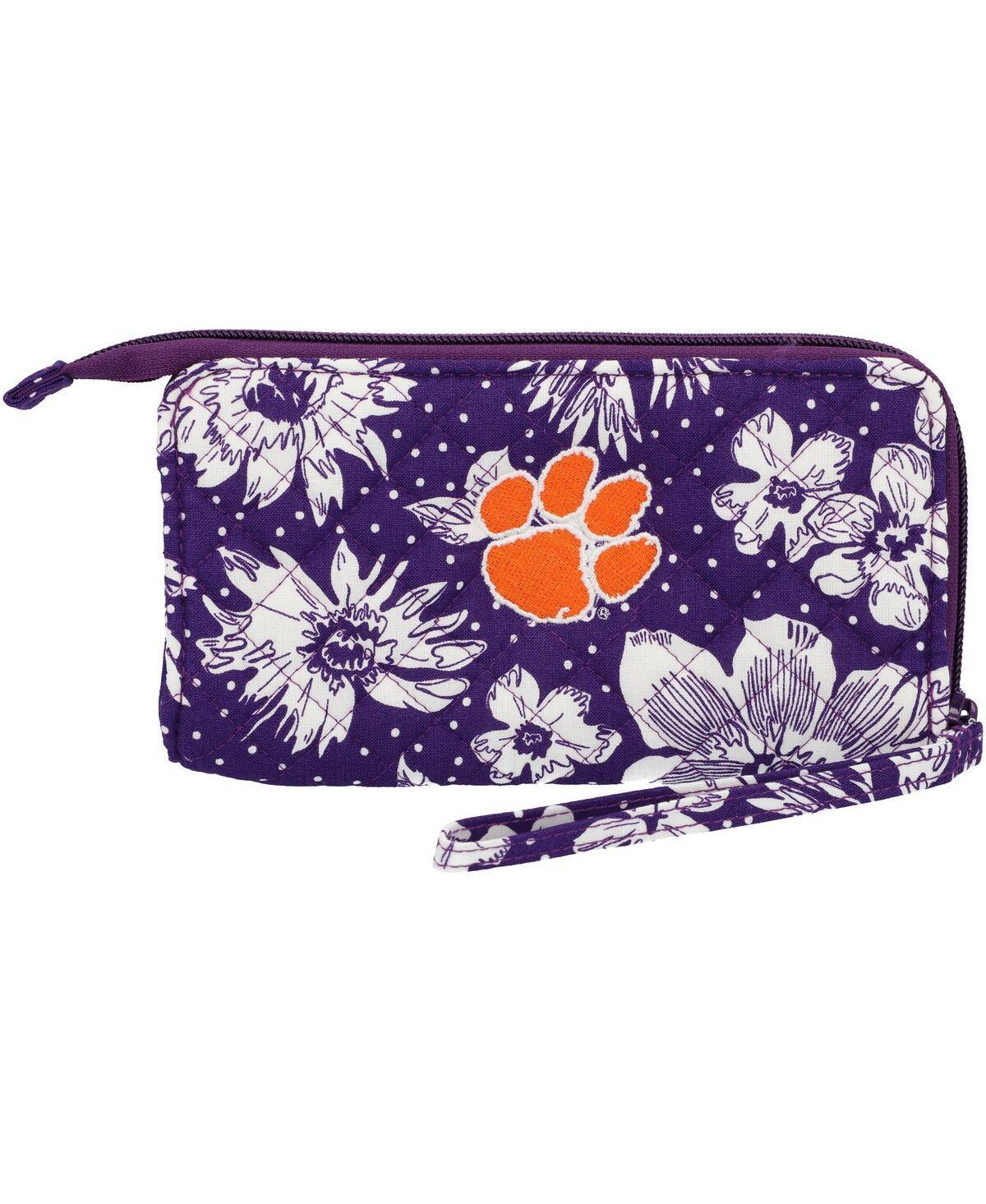 Womens Vera Bradley Clemson Tigers Rain Garden Front-Zip Wristlet - Purple Product Image