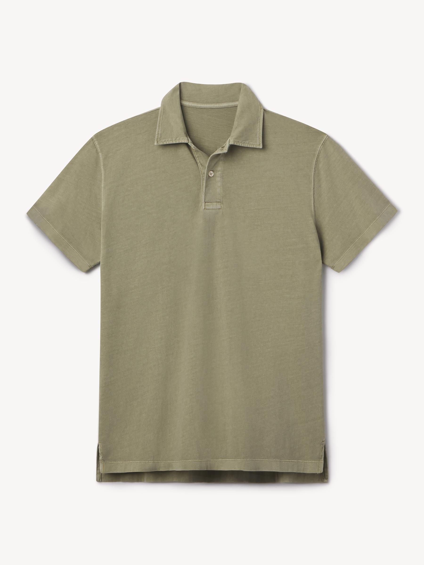 Washed Olive Venice Wash Sueded Cotton Polo Product Image