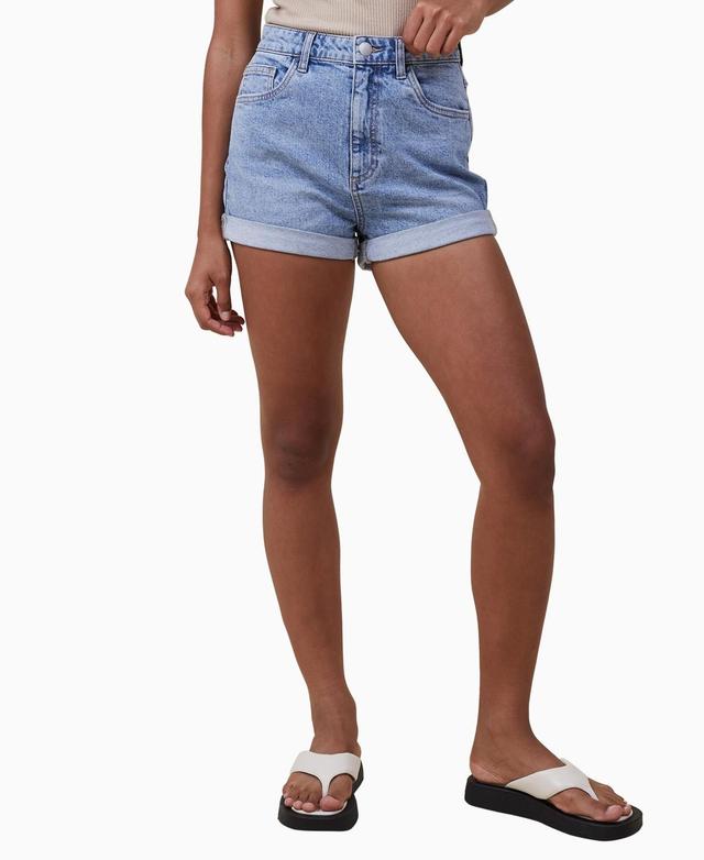 Cotton On Women - High Rise Classic Stretch Denim Short - Misty blue  - female - Size: 10 Product Image