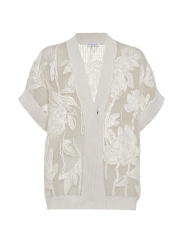 Womens Cotton Net Embroidery Cardigan Product Image