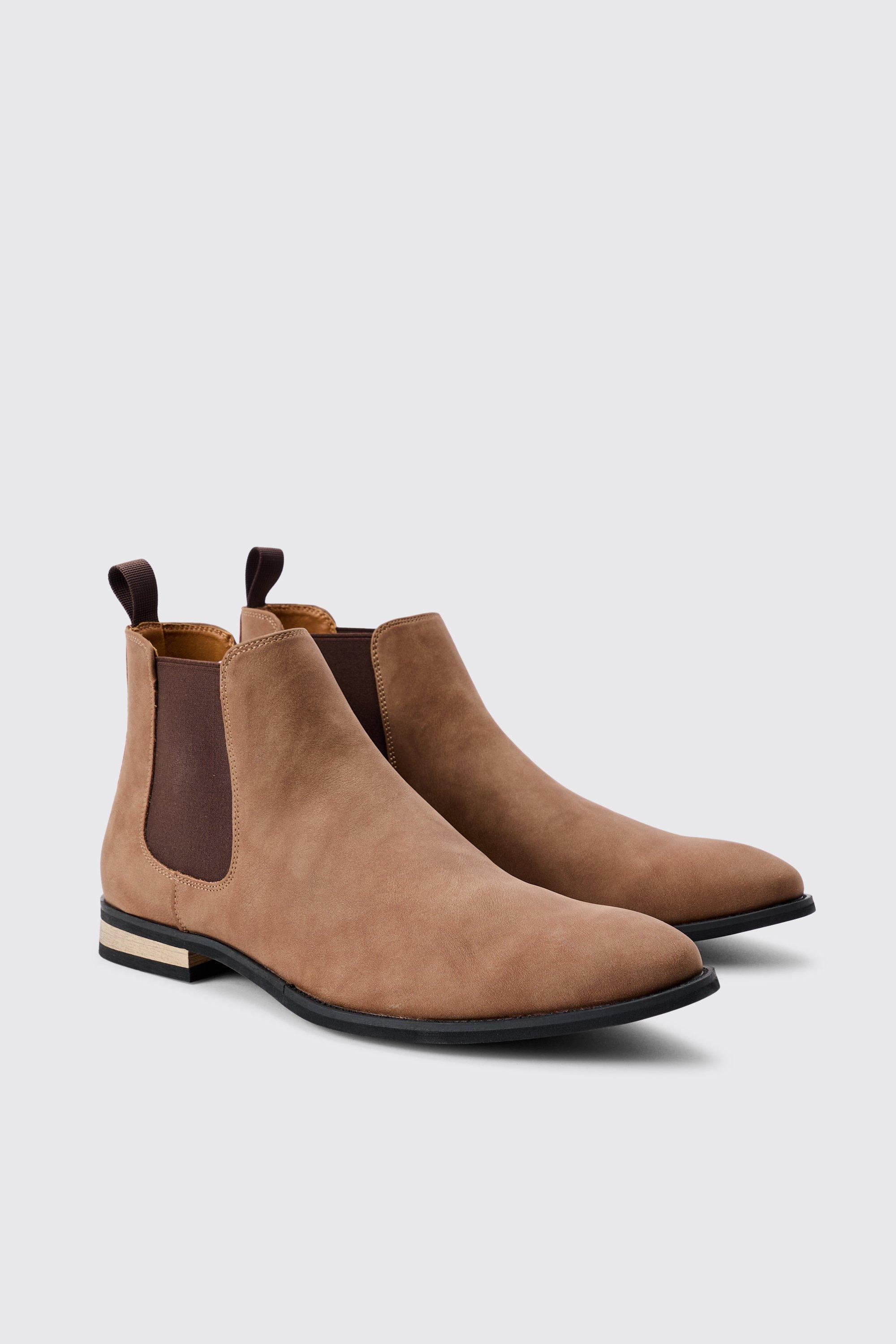 Faux Suede Chelsea Boot In Tan | boohooMAN USA Product Image