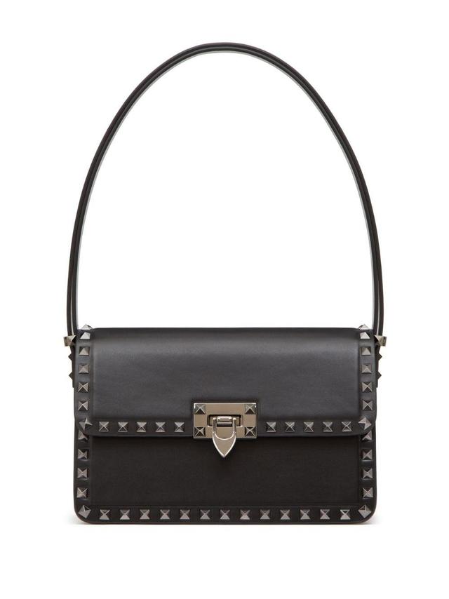 Small Rockstud Leather Shoulder Bag In Black Product Image