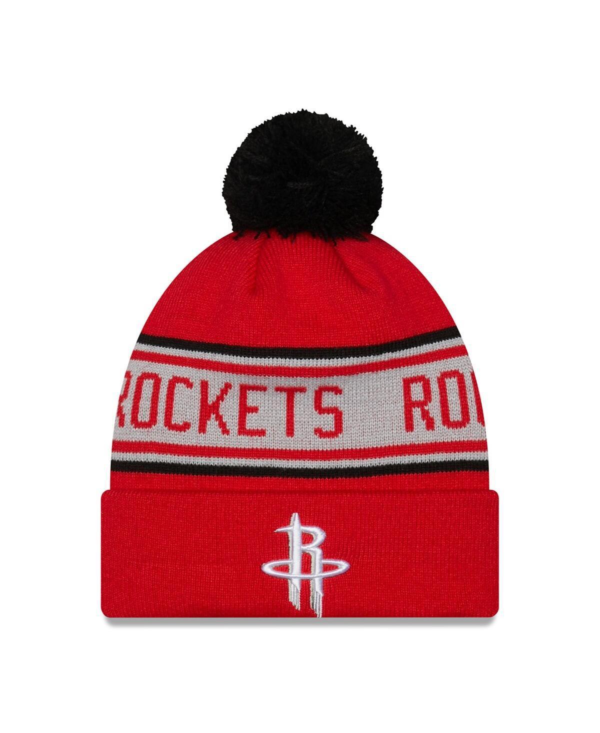 Mens New Era Houston Rockets Repeat Cuffed Knit Hat with Pom Product Image