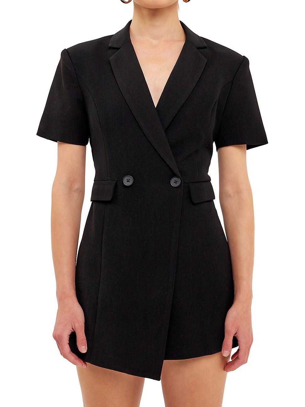 Womens Short Sleeve Blazer Romper Product Image