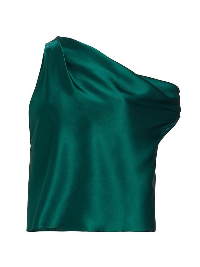 Womens Asymmetrical Cowlneck Silk Top Product Image