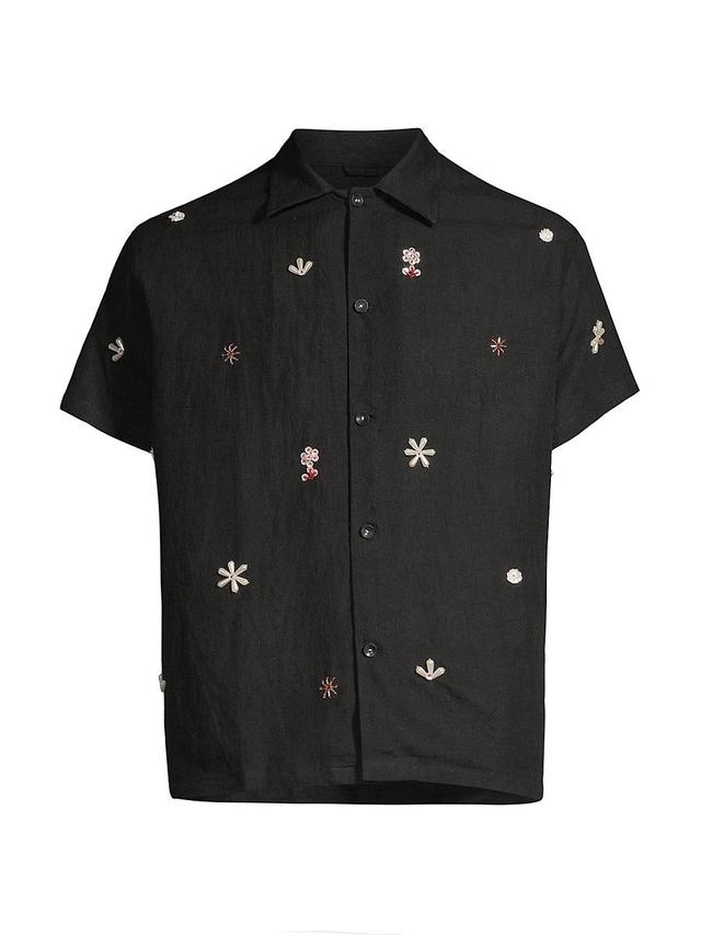 Mens Craft Heritage Embroidered Linen Button-Front Shirt Product Image