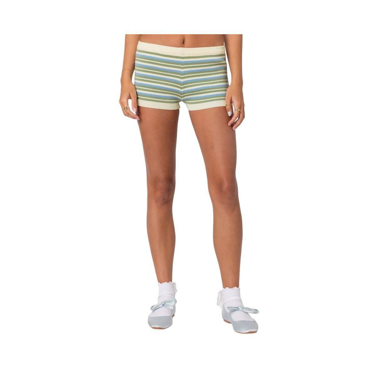 Women's Scalloped & Striped knit shorts Product Image