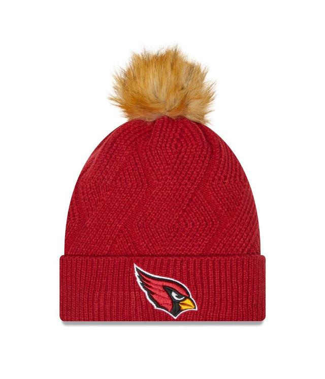 Womens New Era Cardinal Arizona Cardinals Snowy Cuffed Knit Hat with Pom Product Image