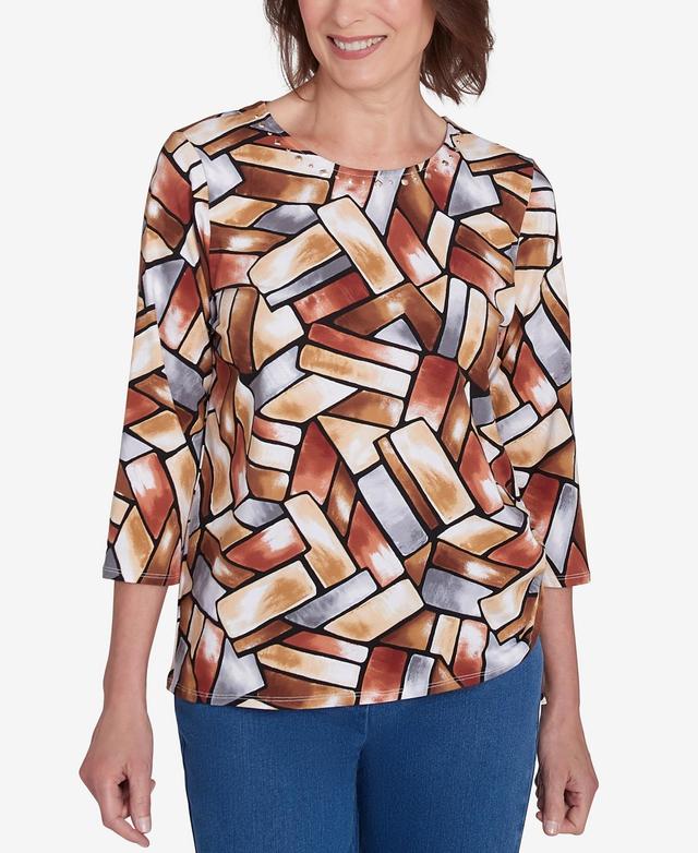 Alfred Dunner Womens Color Block Short Sleeve Top Product Image