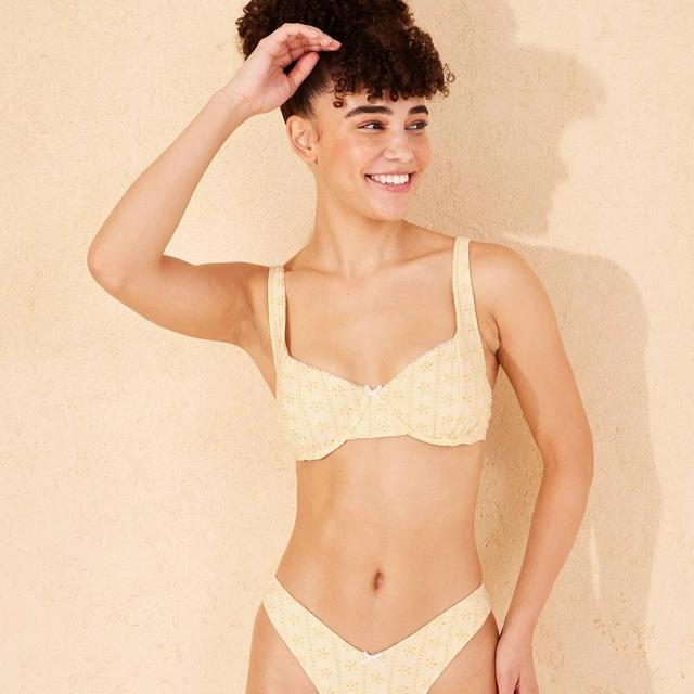 Womens Eyelet Underwire Bikini Top - Wild Fable Yellow L Product Image