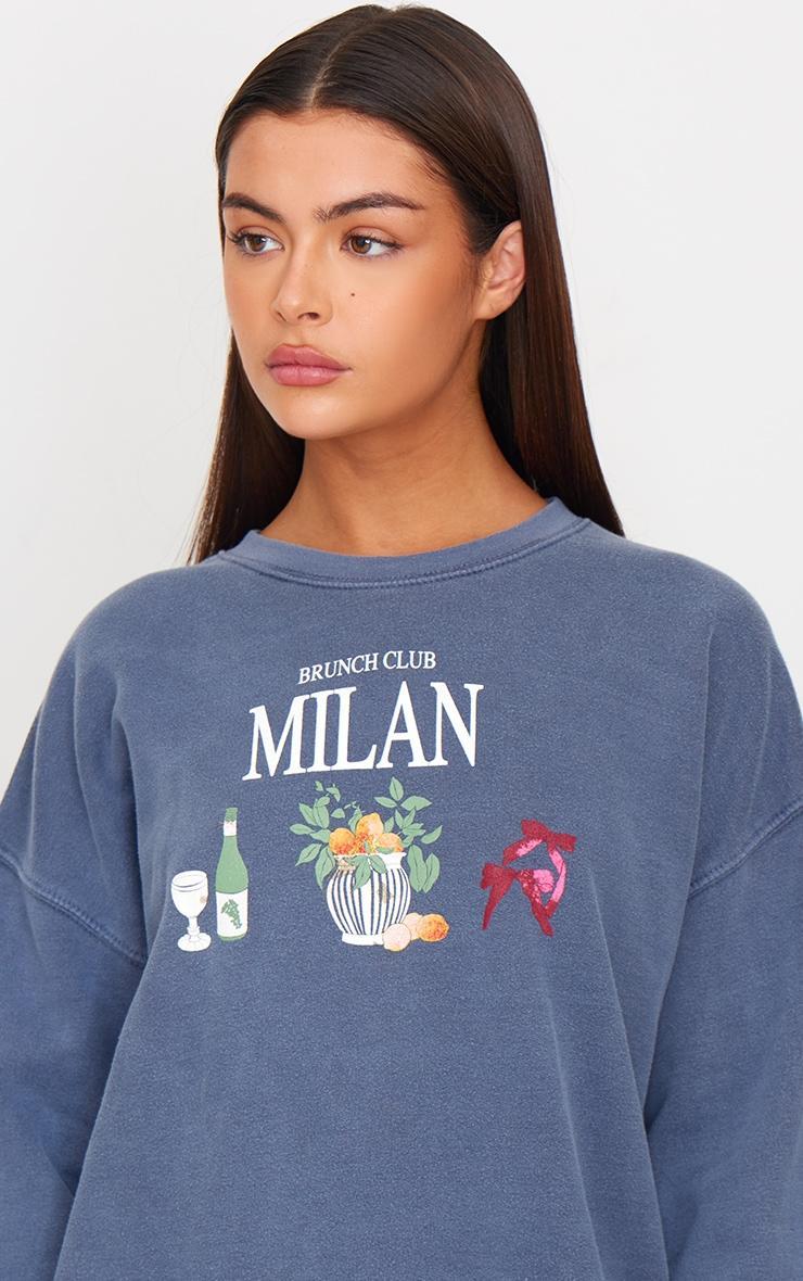  Navy Brunch Club Milan Printed Sweatshirt Product Image