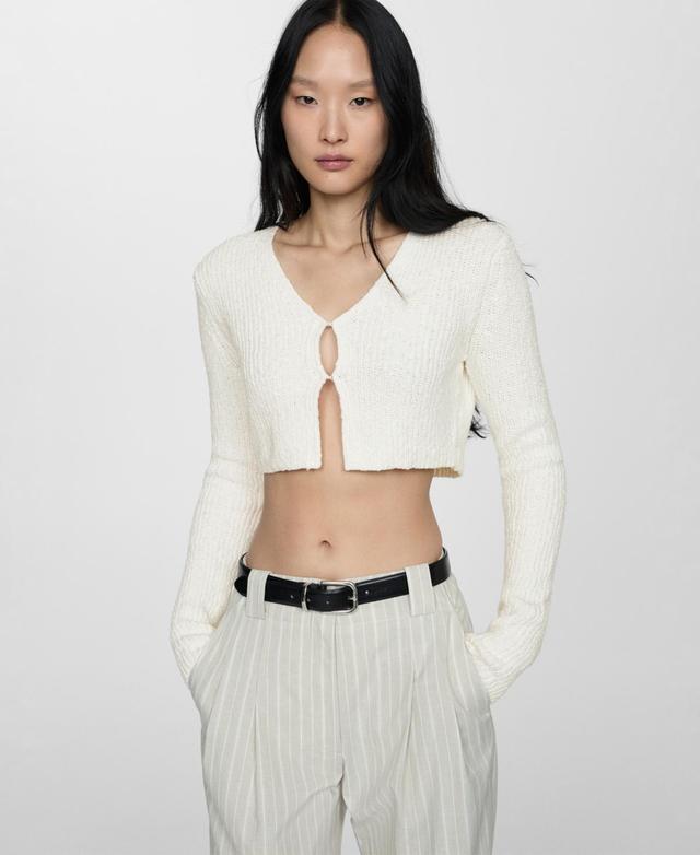 Mango Womens Knitted Cropped Cardigan Product Image