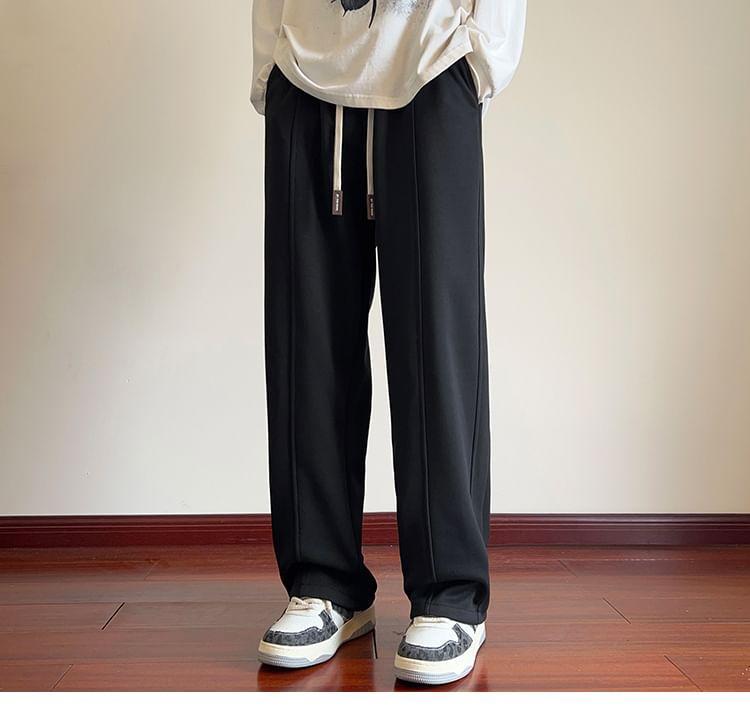 Mid Waist Plain Wide Leg Pants Product Image