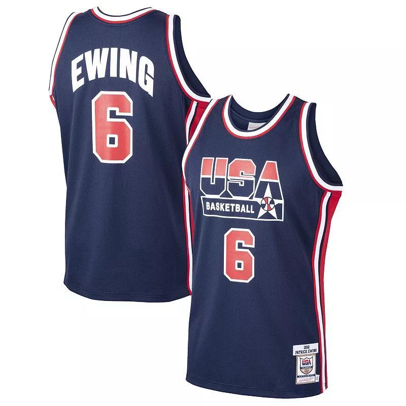 Mens Mitchell & Ness Patrick Ewing USA Basketball Home 1992 Dream Team Authentic Jersey Blue Product Image