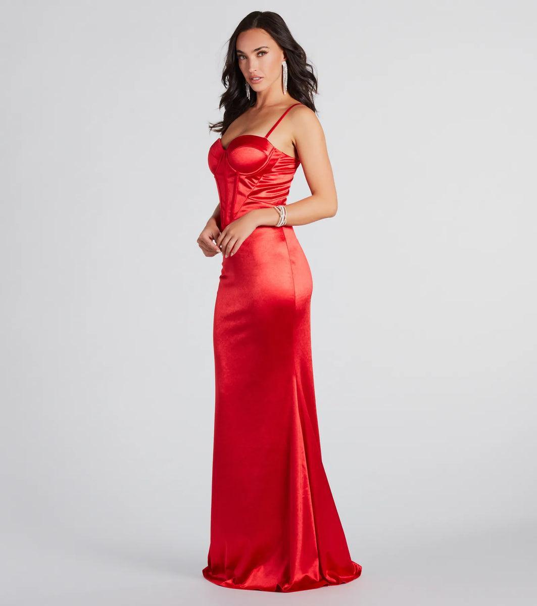 Francine Formal Satin Bustier Mermaid Dress Product Image