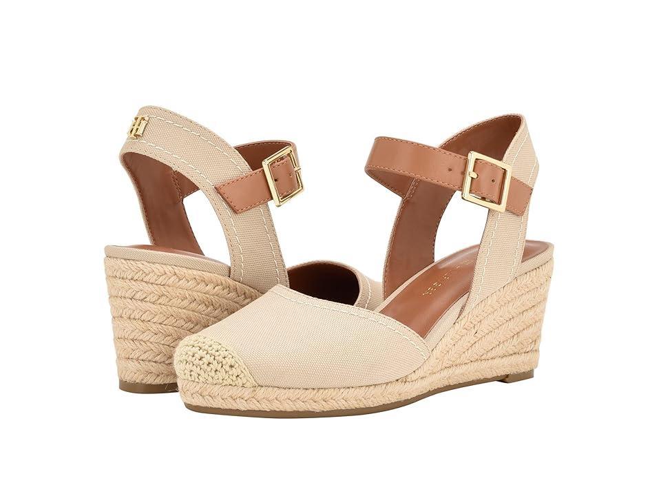 Tommy Hilfiger Womens Nilsa Classic Close Toe Wedge Sandal - Light Natural - Textile Product Image