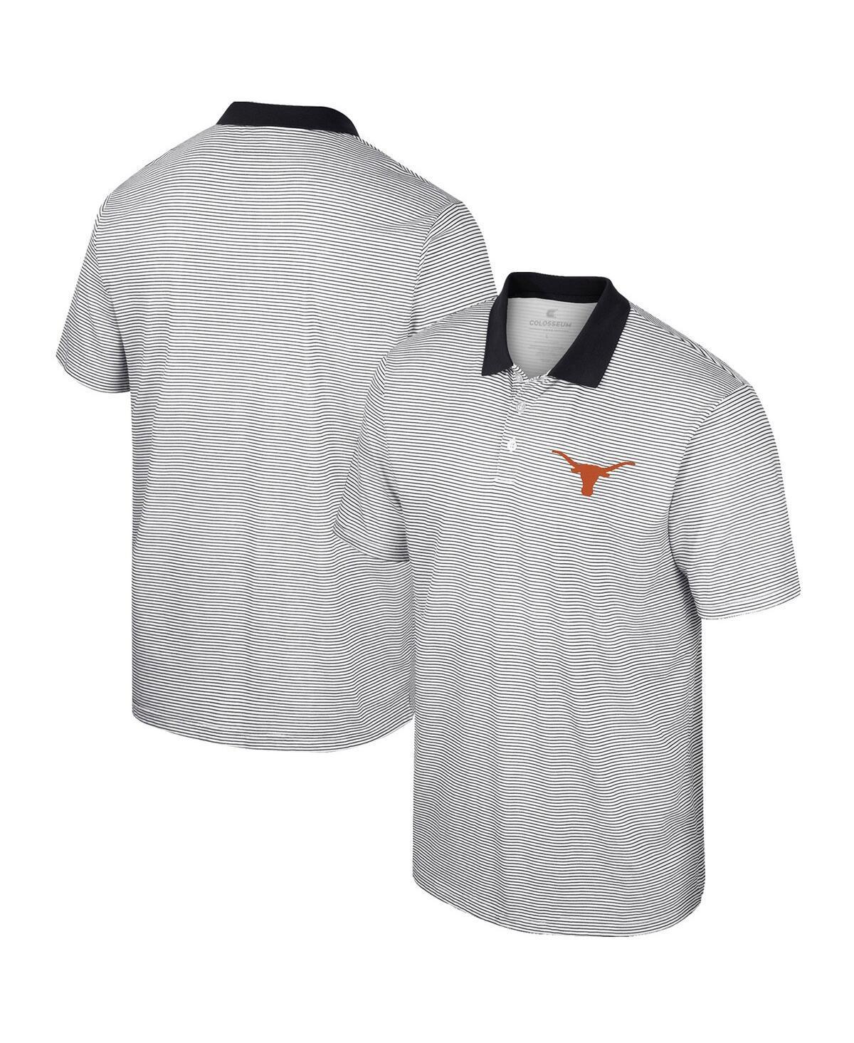 Mens Colosseum White Texas Longhorns Print Stripe Polo Shirt Product Image