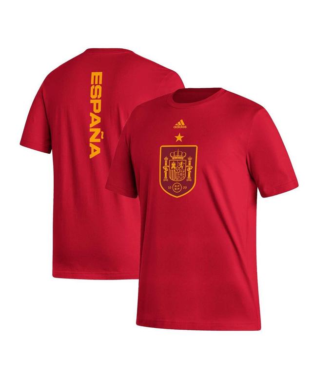 Adidas Mens Red Spain National Team Vertical Back T-Shirt - Tmpwrd Product Image