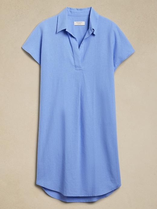 Linen-Blend Popover Mini Dress Product Image