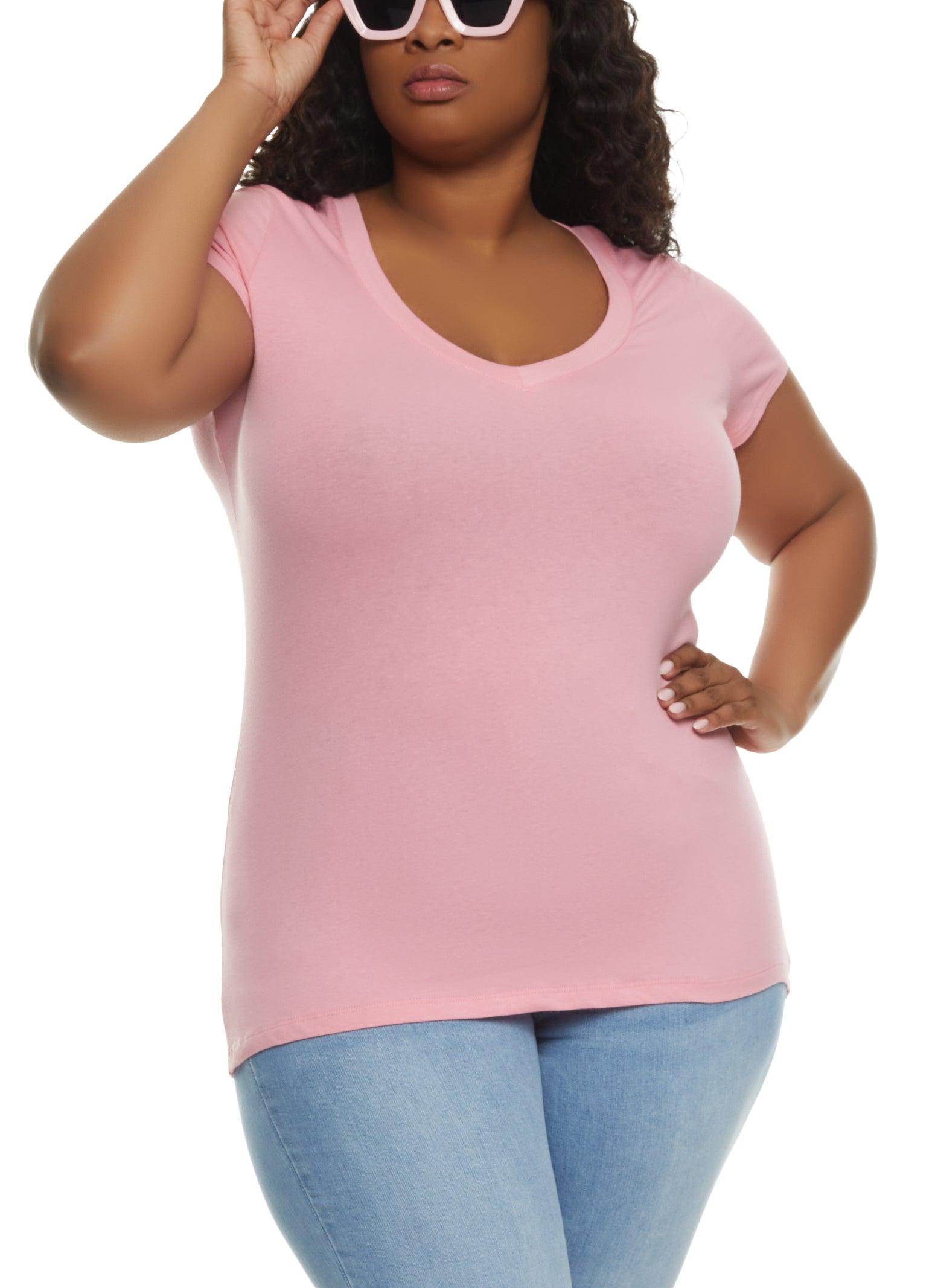 Womens Plus Size V Neck Tee Product Image