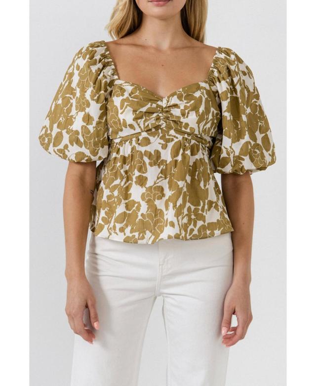 Free the Roses Floral Puff Sleeve Top in Blue Multi at Nordstrom, Size X-Small Product Image