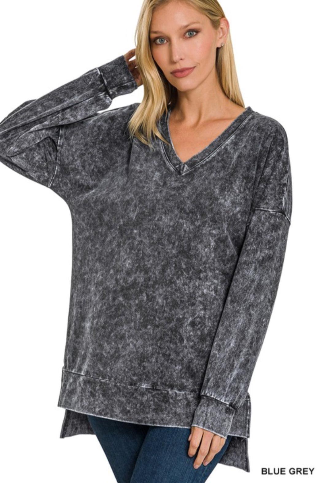 Mineral Washed V Neck  Top Product Image