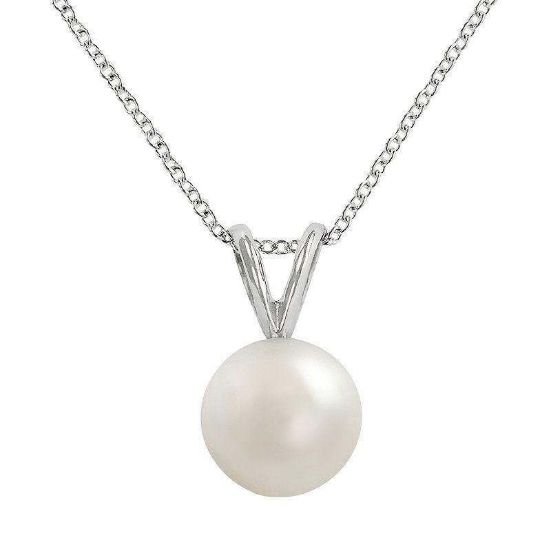 18k White Gold AAA Akoya Cultured Pearl Pendant, Womens Product Image