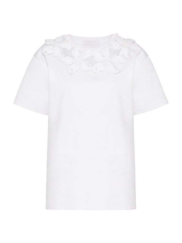 Womens Embroidered Cotton Jersey T-Shirt Product Image