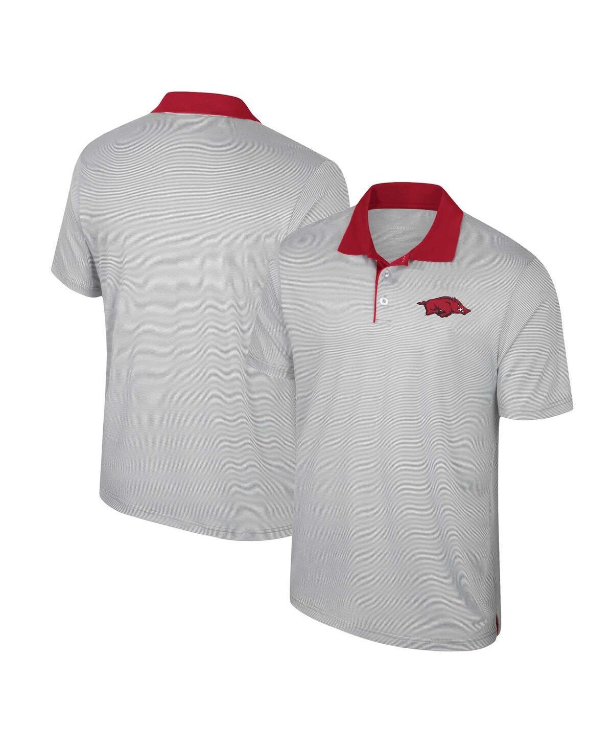 Mens Colosseum Gray Arkansas Razorbacks Tuck Striped Polo Product Image