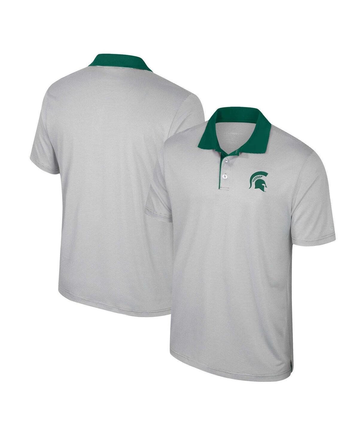 Mens Colosseum Gray Michigan State Spartans Tuck Striped Polo Product Image