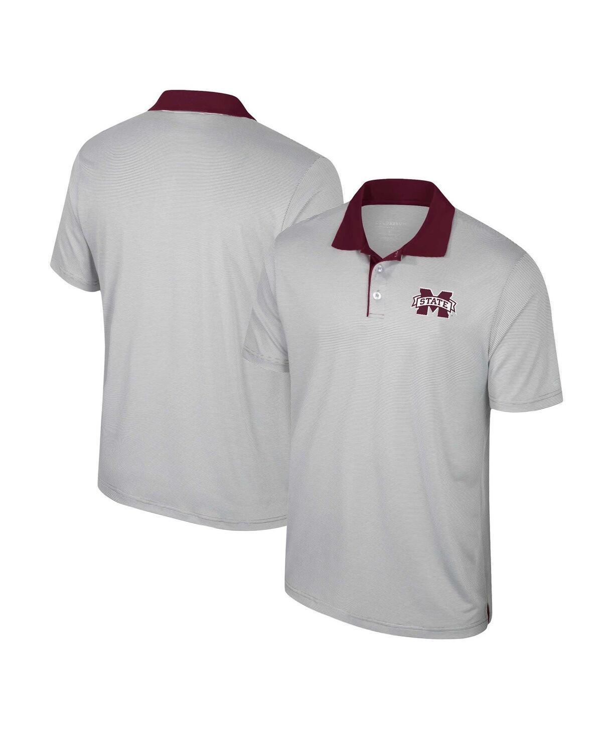 Mens Colosseum Gray Mississippi State Bulldogs Tuck Striped Polo Shirt Product Image