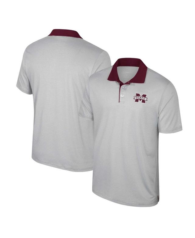 Mens Colosseum Gray Mississippi State Bulldogs Tuck Striped Polo Shirt Product Image