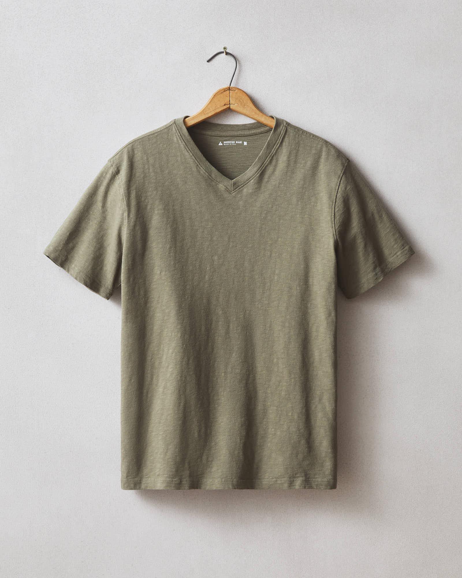 Premium Slub V-Neck Tee - Artichoke Product Image