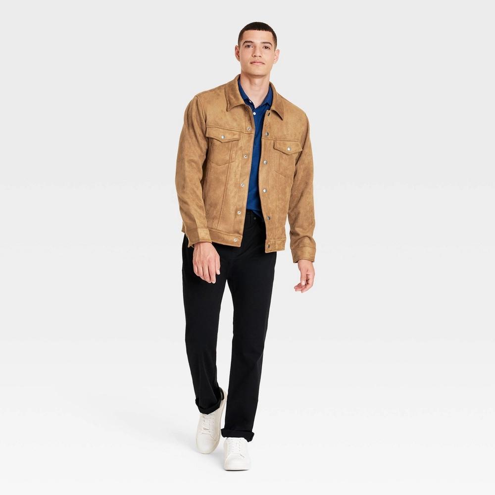 Men's Faux Suede Trucker Jacket - Goodfellow & Co™ Brown L Product Image