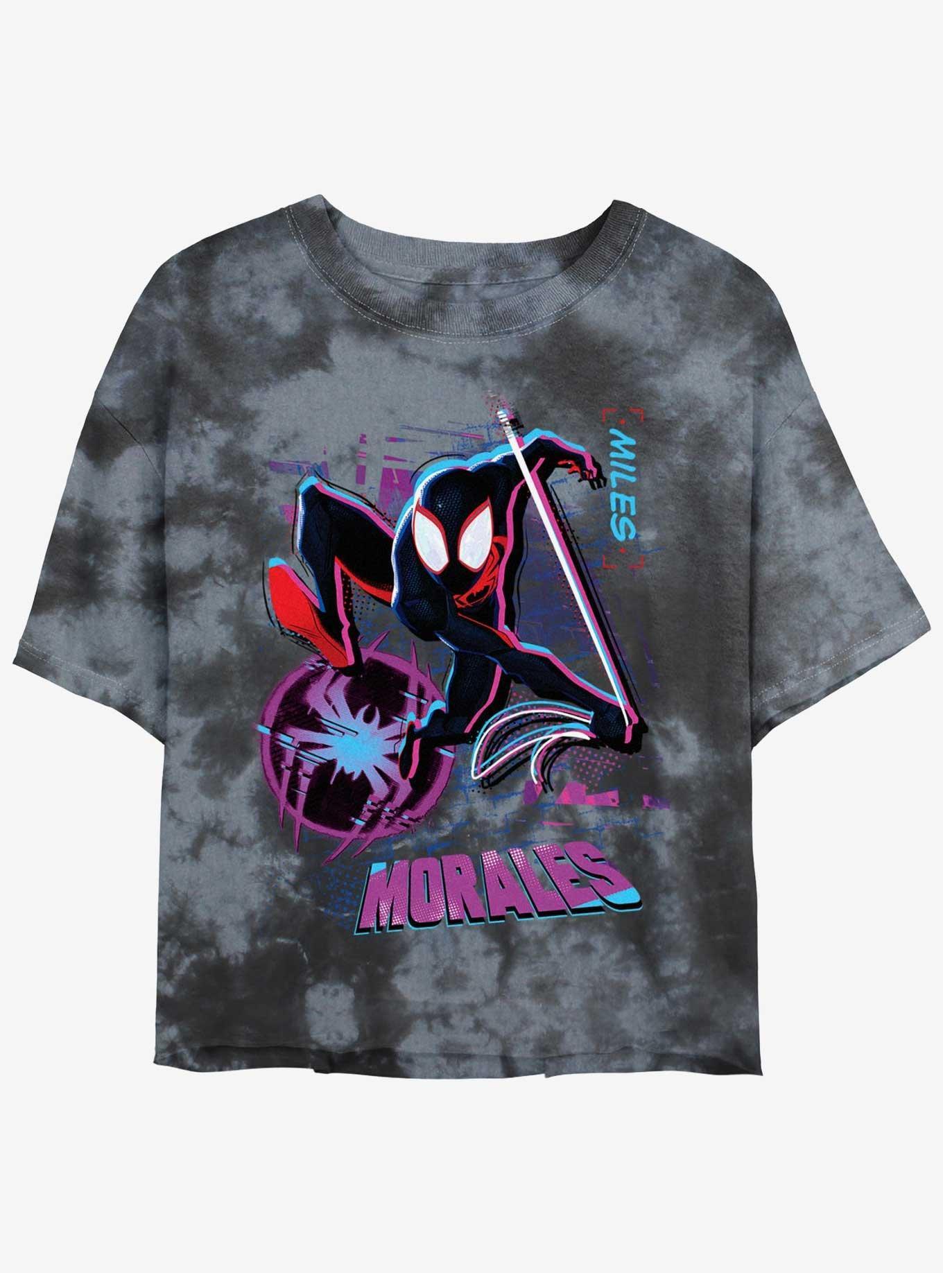 Marvel Spider-Man Miles Morales Street Swing Girls Tie-Dye Crop T-Shirt Product Image