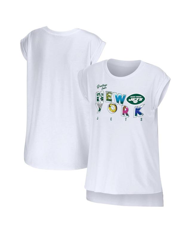 Womens Wear by Erin Andrews White New York Jets Greetings From Muscle T-shirt Product Image