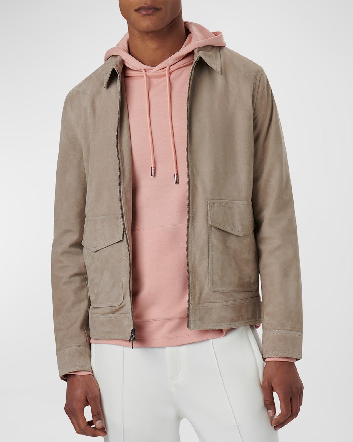 Bugatchi Full Zip Suede Bomber Jacket Product Image