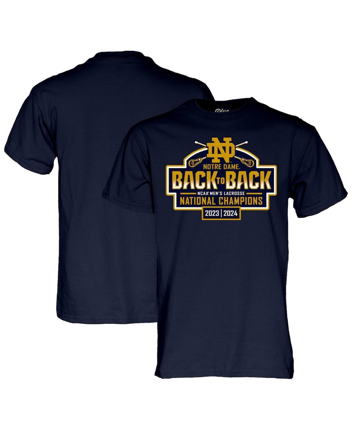 Unisex Blue 84 Notre Dame Fighting Irish Back-To-Back NCAA Mens Lacrosse National Champions T-Shirt Product Image