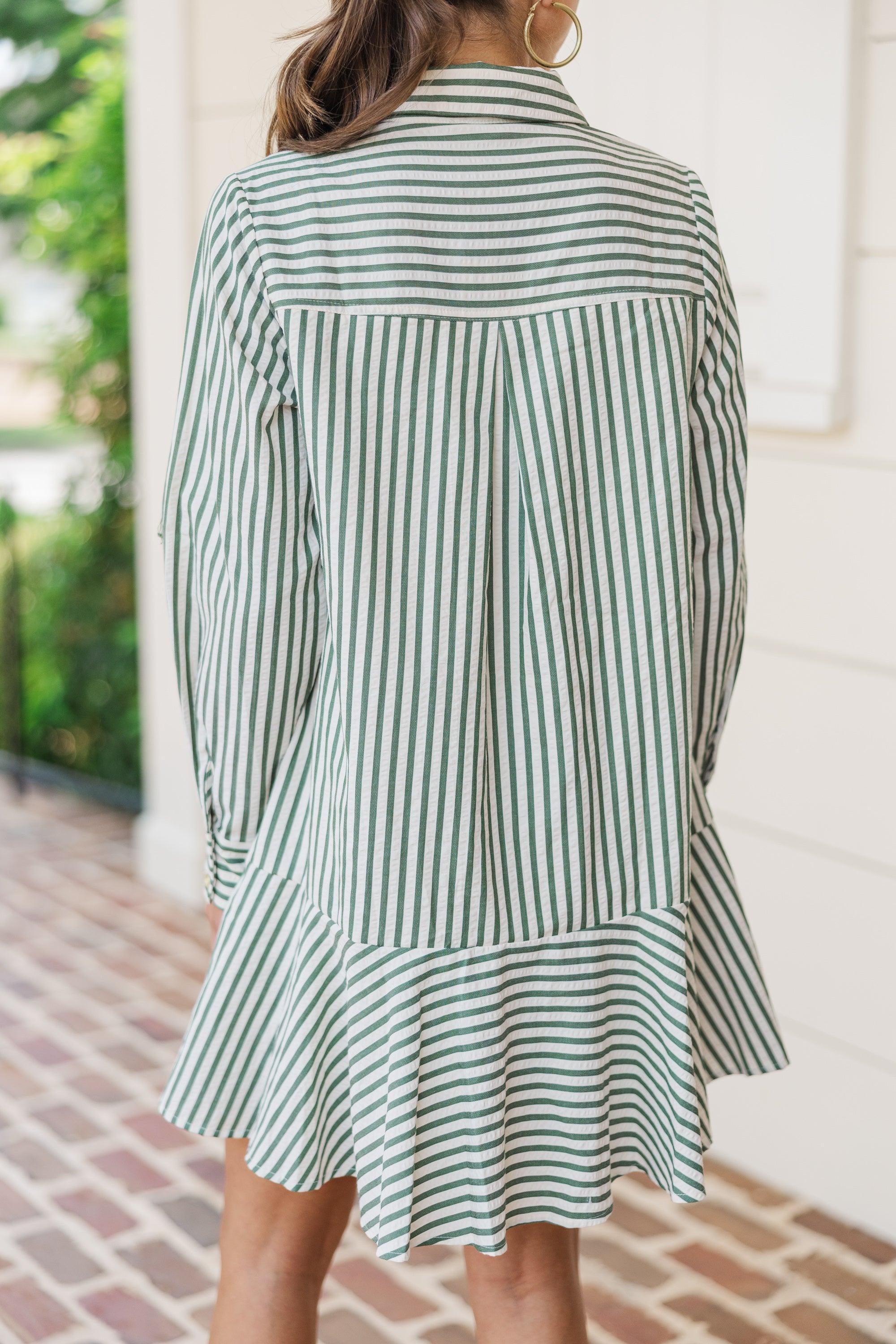 This Is The Day Hunter Green Striped Dress Female Product Image