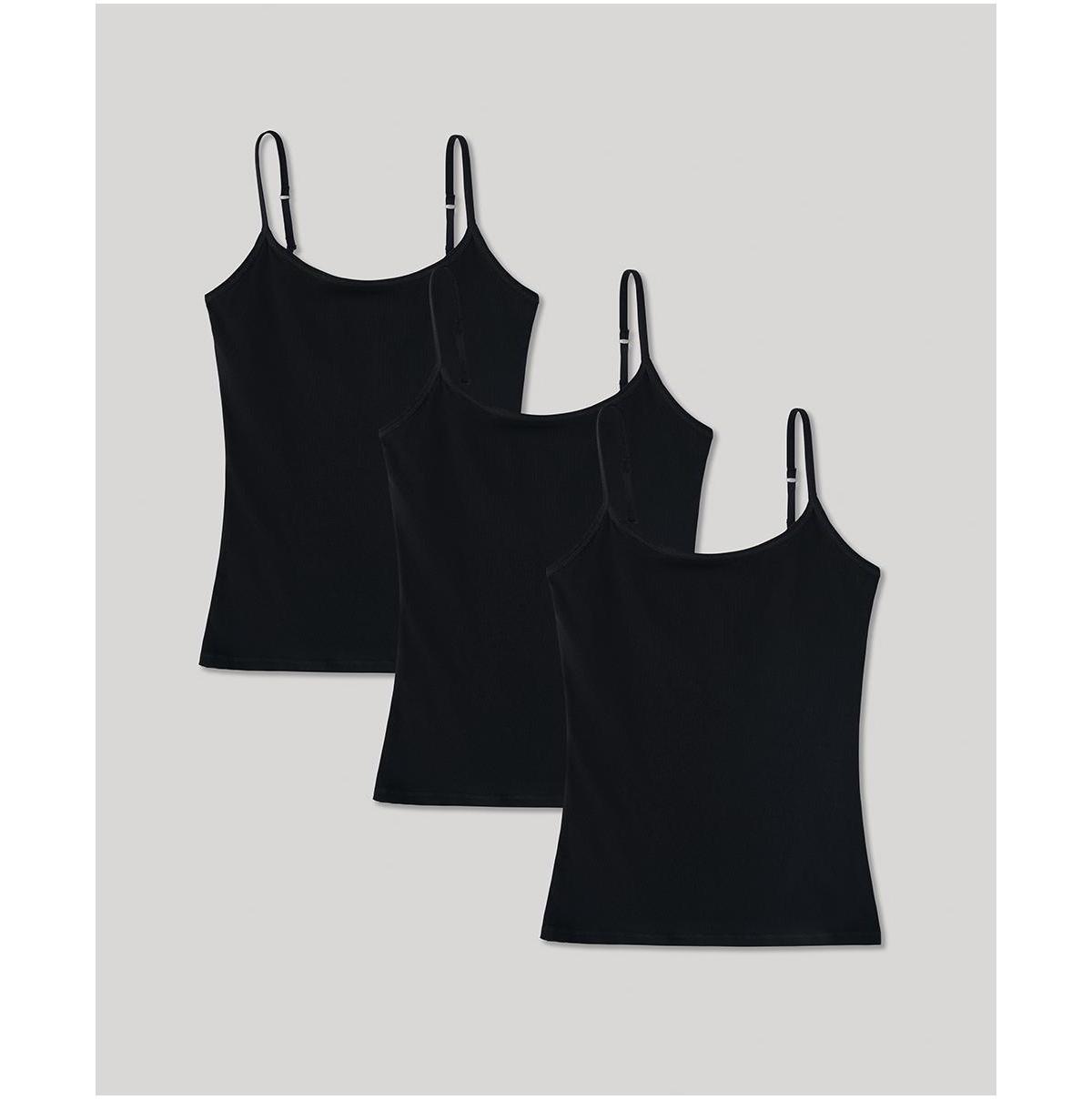 Womens Black Everyday Shelf Bra Camisole 3-Pack 2X Product Image