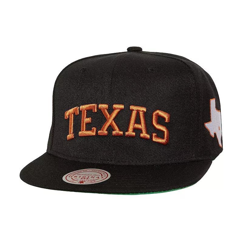 Mens Mitchell & Ness Texas Longhorns Triple Play Snapback Hat Product Image