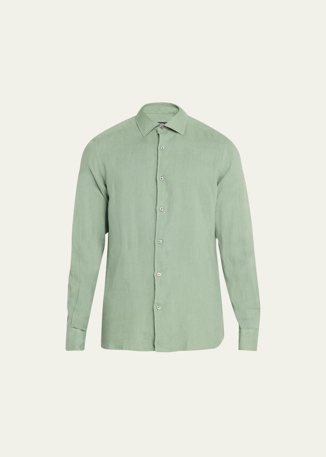 Mens Linen Casual Button-Down Shirt Product Image