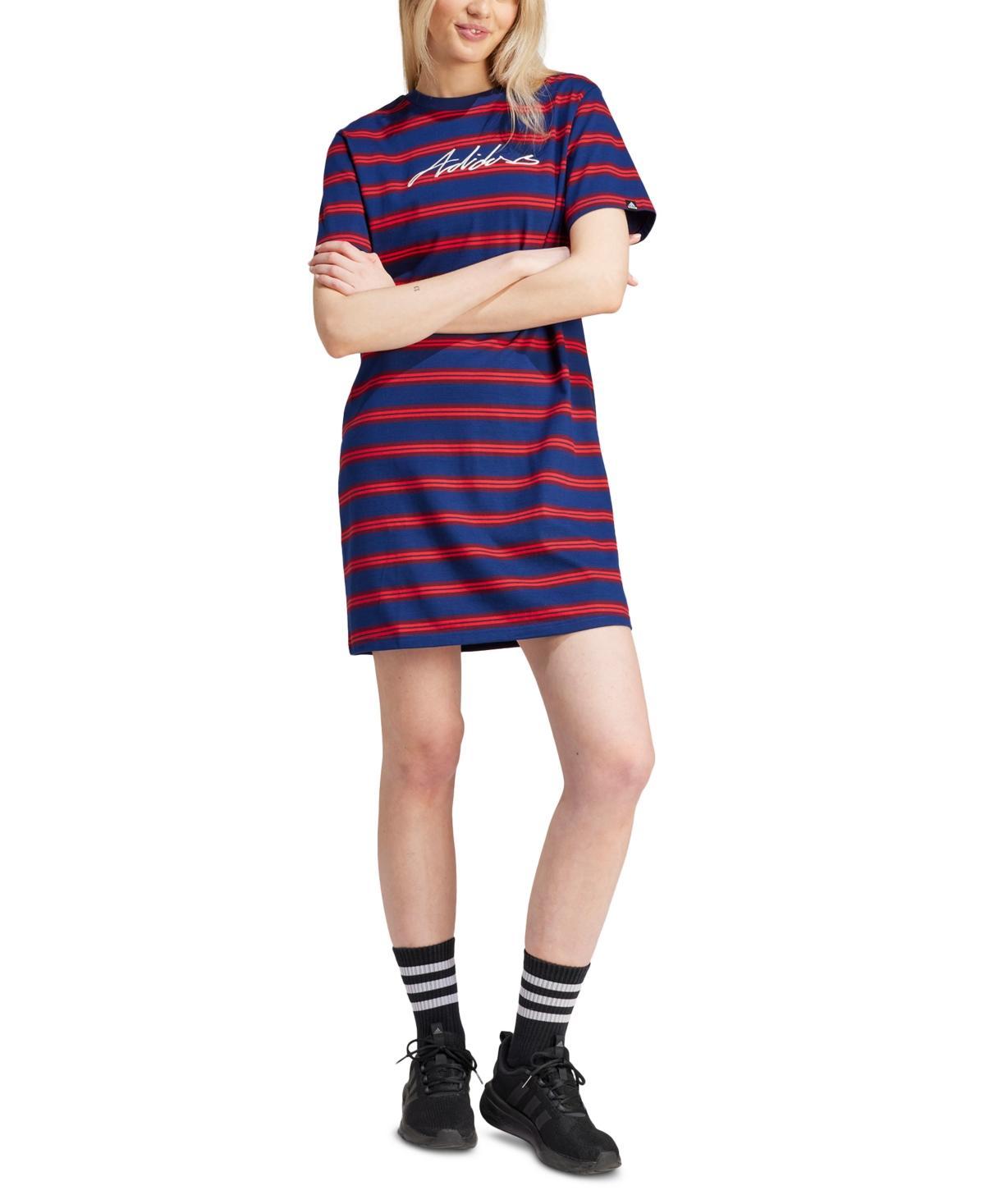 adidas Womens Striped Cotton Jersey Dress Product Image