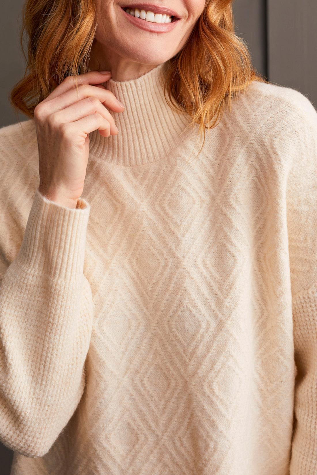 Tribal Textured Mock Neck Sweater Product Image