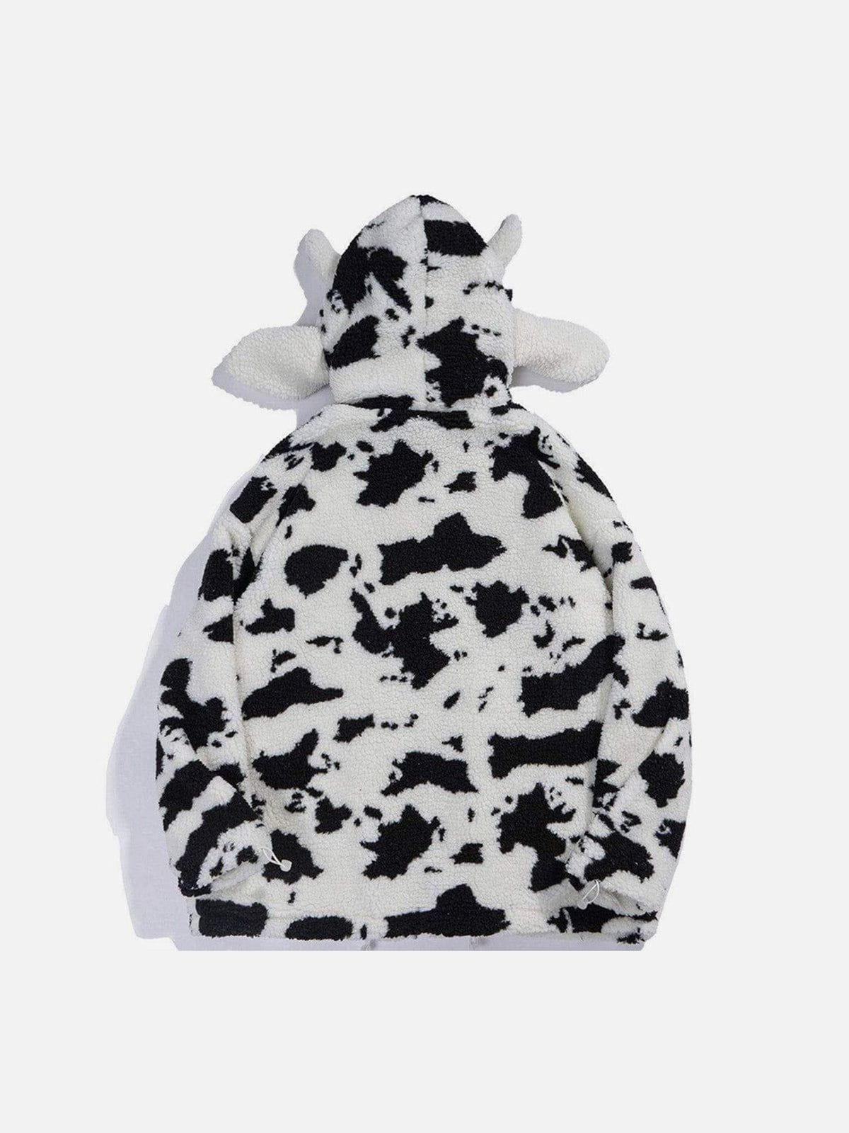 Aelfric Eden Cow Pattern Zip Up Sherpa Coat Product Image