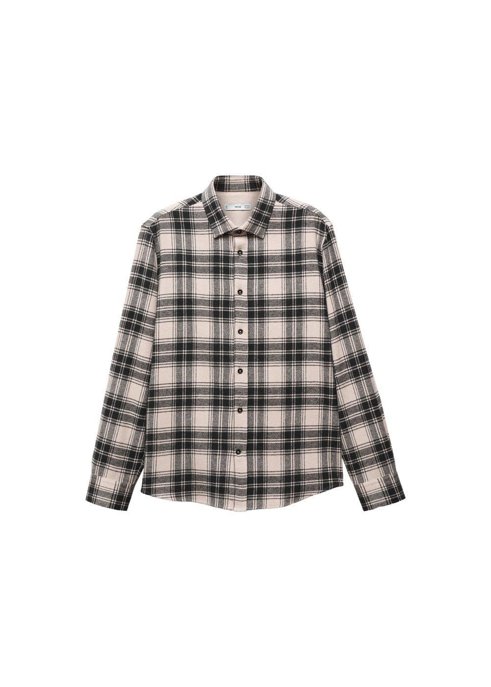 MANGO MAN - Regular fit checked flannel shirt whiteMen Product Image