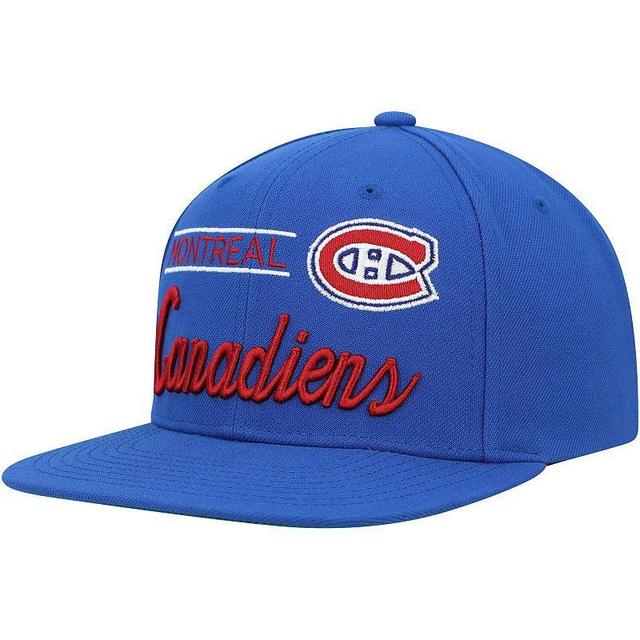 Mens Mitchell & Ness Blue Montreal Canadiens Retro Lock Up Snapback Hat Product Image