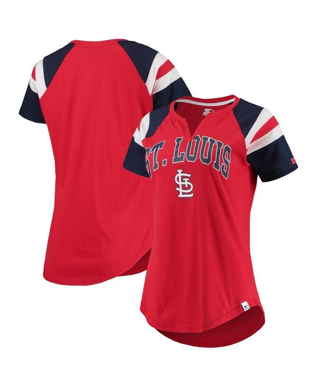 Womens Starter Red and Navy St. Louis Cardinals Game On Notch Neck Raglan T-shirt - Red Product Image