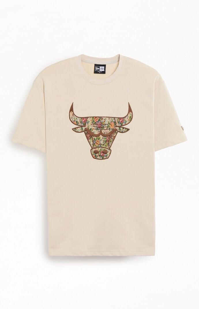 New Era Mens Chicago Bulls Floral Embroidered T-Shirt Product Image